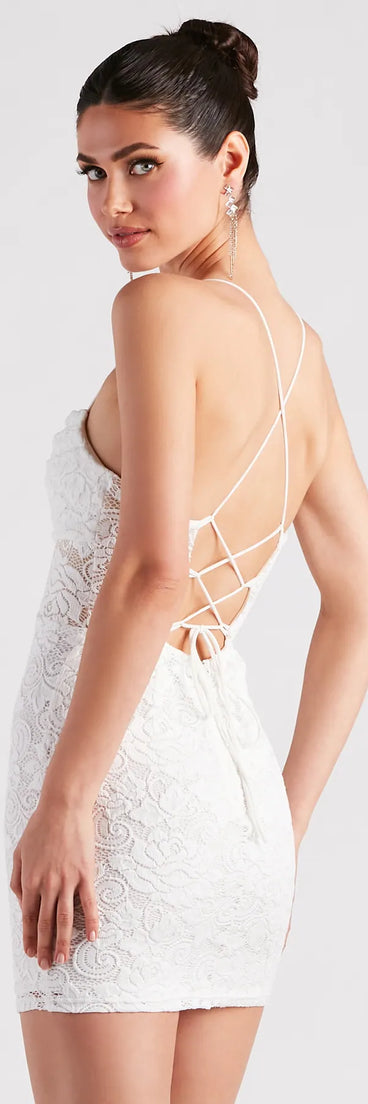 Chic Devotion Lace Cowl Neck Mini Dress