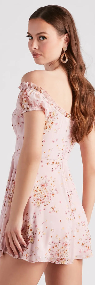 Sweet Life Floral Chiffon Skater Dress
