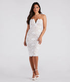Chic Impression Strapless Lace Midi Dress
