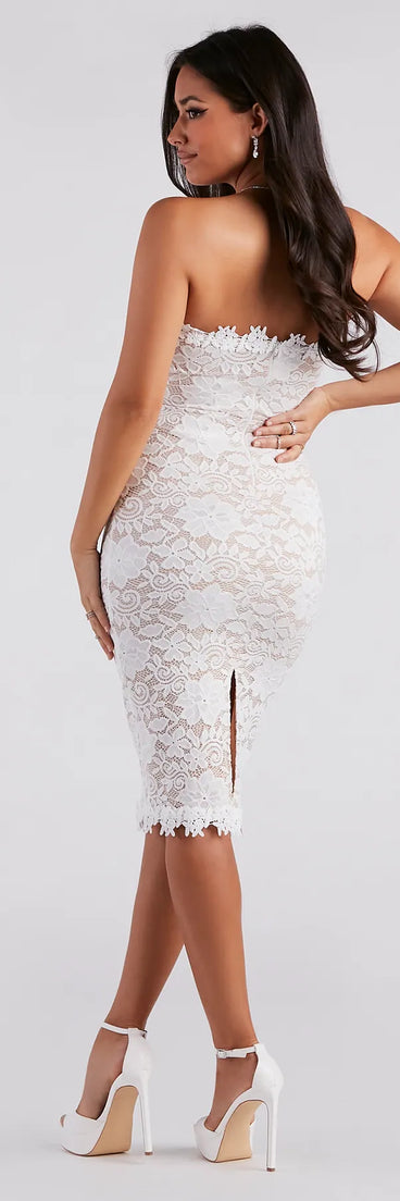 Chic Impression Strapless Lace Midi Dress