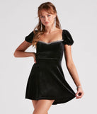 Glamorous Occasion Rhinestone Velvet Skater Dress