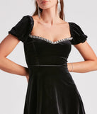Glamorous Occasion Rhinestone Velvet Skater Dress