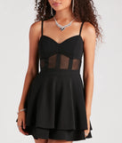 Play The Party Crepe Mesh Skater Dress