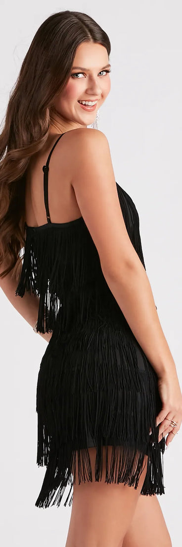 Shake And Shimmy Fringe Mini Dress