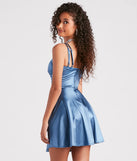 Swing Into It Satin V-Neck Skater Dress