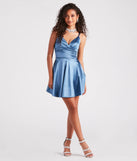 Swing Into It Satin V-Neck Skater Dress