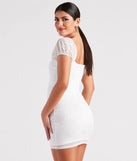 Charming Vibes Lace Puff Sleeve Mini Dress