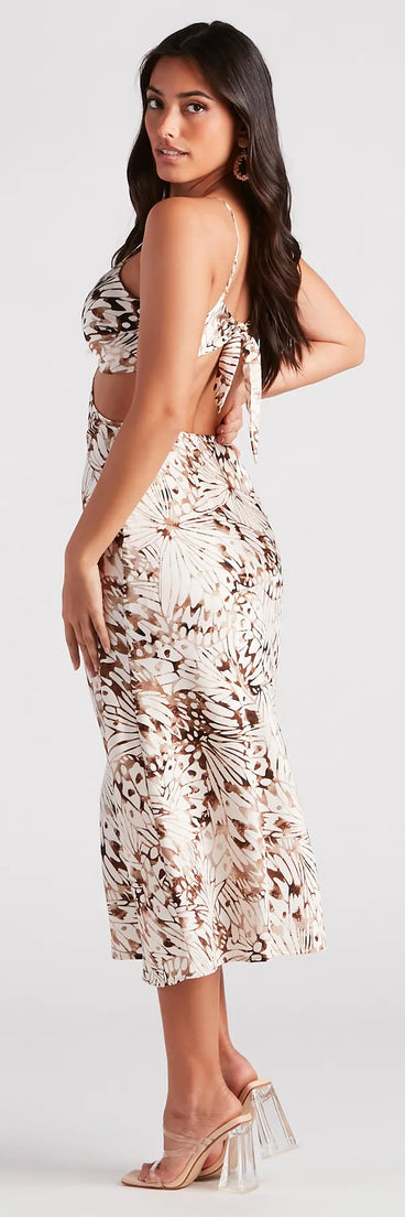 Favorite Moment Satin Printed Midi Dress