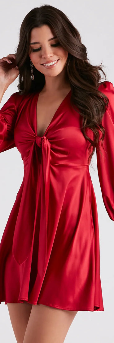 Sleek Satin Tie-Front Mini Dress