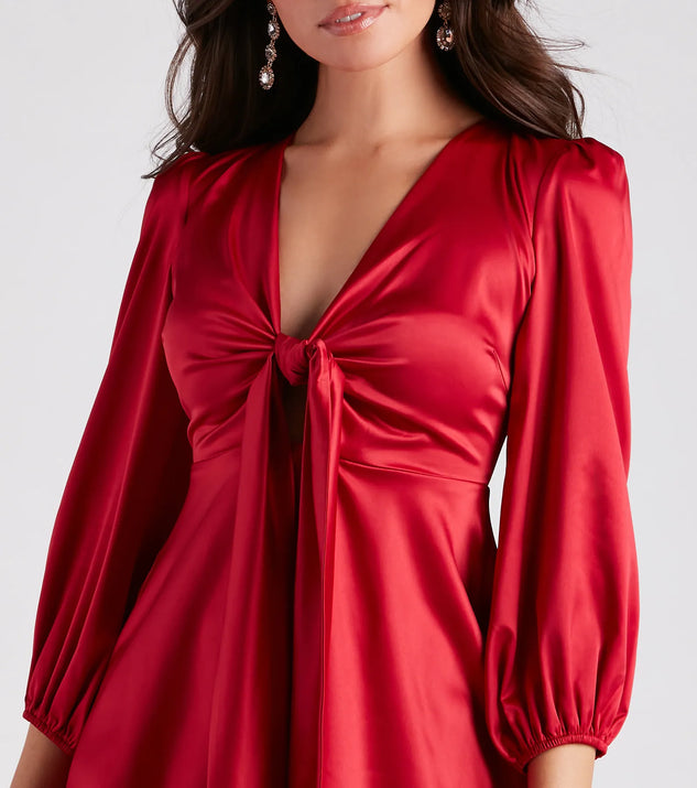 Sleek Satin Tie-Front Mini Dress | Windsor