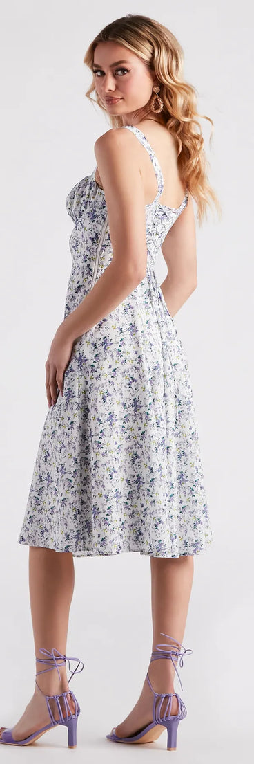 Floral Sunshine Corset Midi Dress