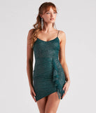 Sparkle Queen Glitter Ruffled Mini Dress