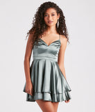 Dreamy Lace-Up Satin Skater Dress