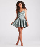 Dreamy Lace-Up Satin Skater Dress