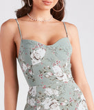 The Garden Chic Floral Chiffon Midi Dress in sage is a women's workwear piece offering a trendy style and unique accents, perfect for effortlessly creating an outfit-of-the-day look that transitions your office look to going-out ready.