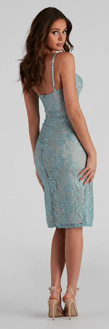 Blooming Romance Floral Lace Midi Dress