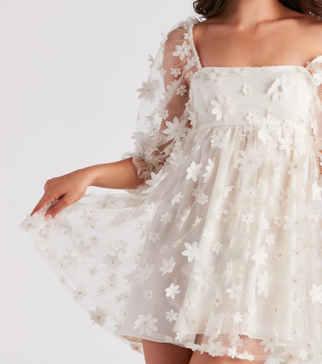 sunshine daisy flower mesh skater dress Weekend Bloom Floral Mesh Skater Dress in Ivory | Size: M | Knit Fabric/Mesh Fabric/Mesh Fabric