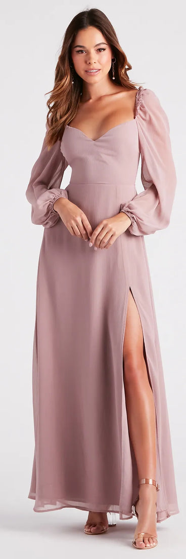 Sheer Beauty Chiffon Slit Maxi Dress