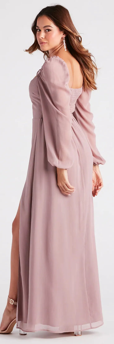 Sheer Beauty Chiffon Slit Maxi Dress