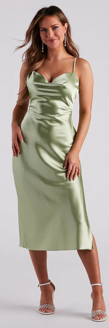 Silky Sleek Satin Slip Midi Dress