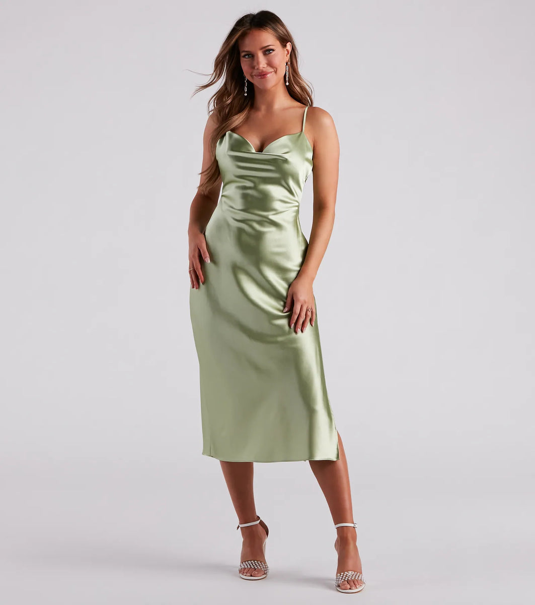 Silky Sleek Satin Slip Midi Dress & Windsor