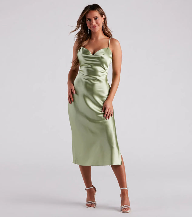 Silky Sleek Satin Slip Midi Dress | Windsor
