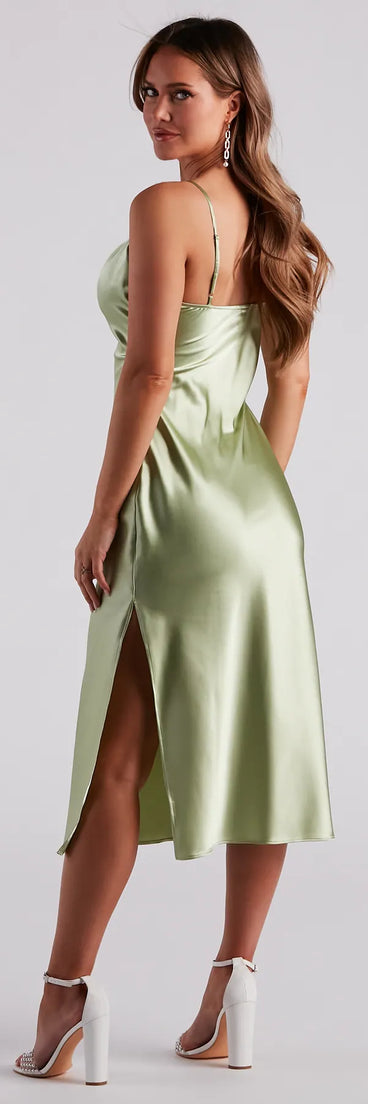 Silky Sleek Satin Slip Midi Dress