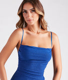 Revamp your 2025 wardrobe with this chic addition, the Shimmering Beauty Glitter Knit Midi Dress in royal blue, perfect for elevating your style in the new year.