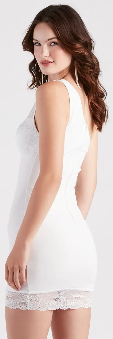 Happily Ever After Lace Trim Mini Dress