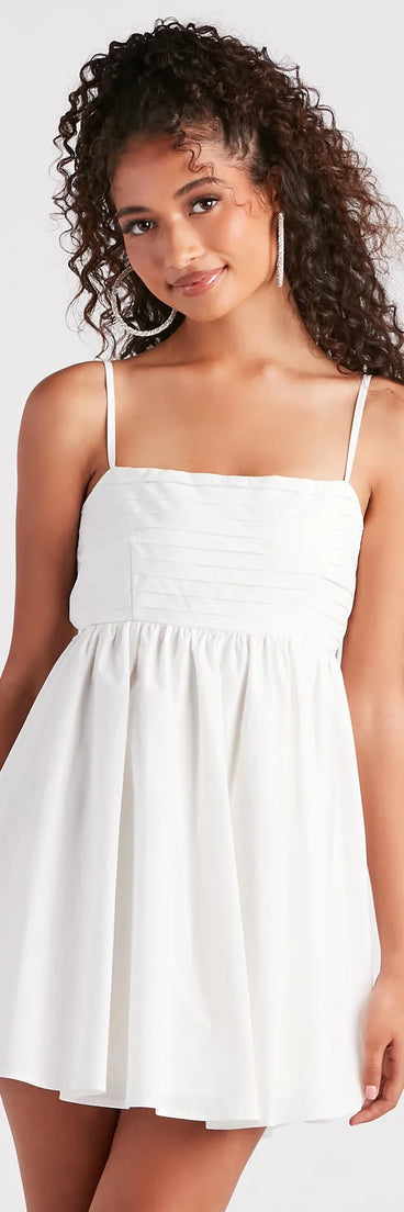 Pleated Princess Bow Back Skater Dress