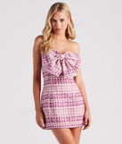 Life's A Prize Tweed Strapless Bow Dress