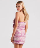 Life's A Prize Tweed Strapless Bow Dress