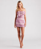 Life's A Prize Tweed Strapless Bow Dress