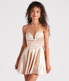 Totally Smitten Satin Strapless Skater Dress