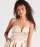Totally Smitten Satin Strapless Skater Dress