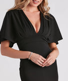 Flutter On Crepe V-Neck Midi Dress