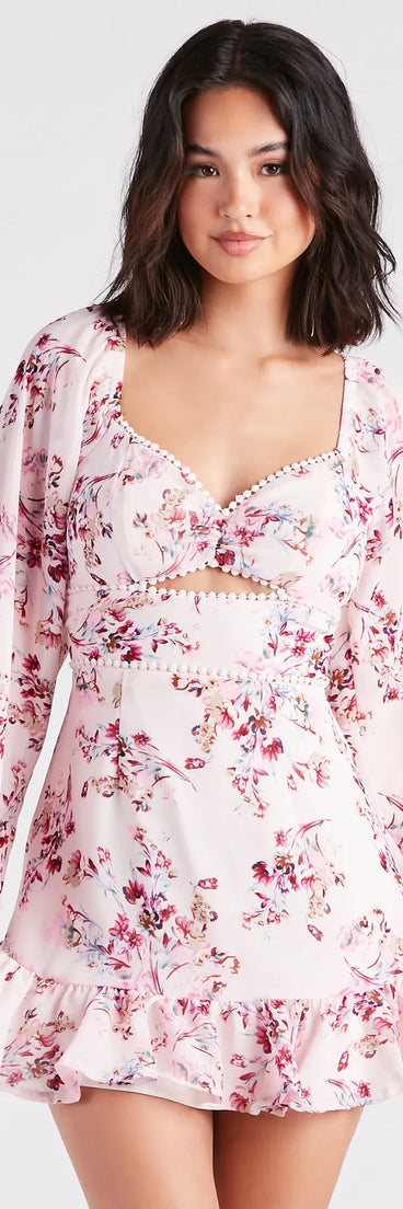 Ready For Floral Chiffon Ruffle Short Dress