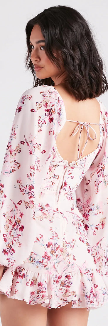 Ready For Floral Chiffon Ruffle Short Dress