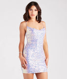 Shimmer Beauty Sequin Cowl Neck Mini Dress