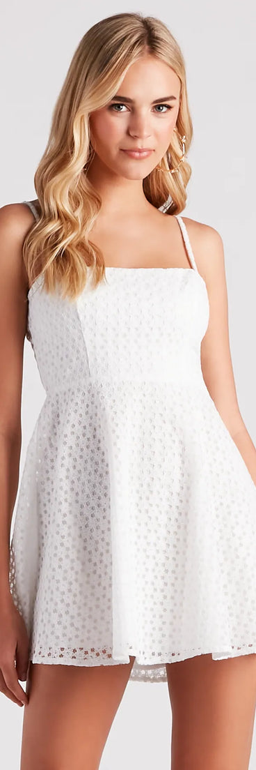 Romance Avenue Floral Crochet Skater Dress