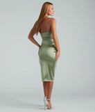 Exquisite Chic Satin Cowl Neck Slit Midi Dress