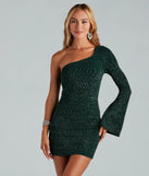 Pristine Shine Glitter One-Shoulder Mini Dress