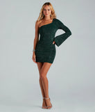 Pristine Shine Glitter One-Shoulder Mini Dress