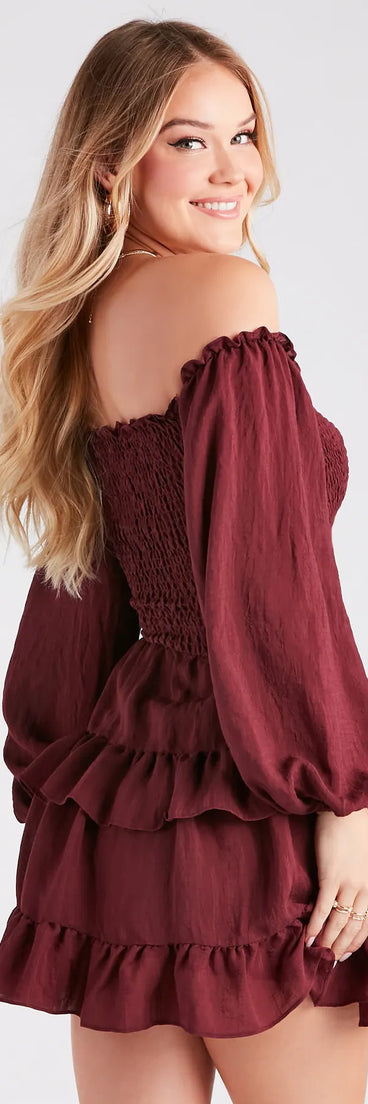 So Sweet Ruffled Cutout Skater Dress