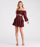 So Sweet Ruffled Cutout Skater Dress
