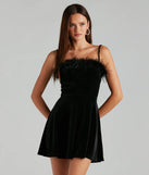 Diva Heart Marabou Velvet Skater Dress