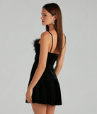 Diva Heart Marabou Velvet Skater Dress