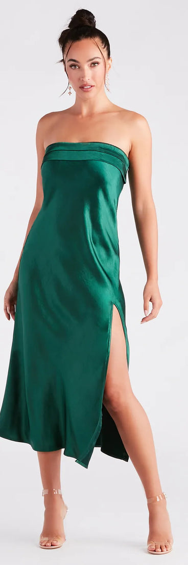 Silky And Chic Satin Midi Slip Dress