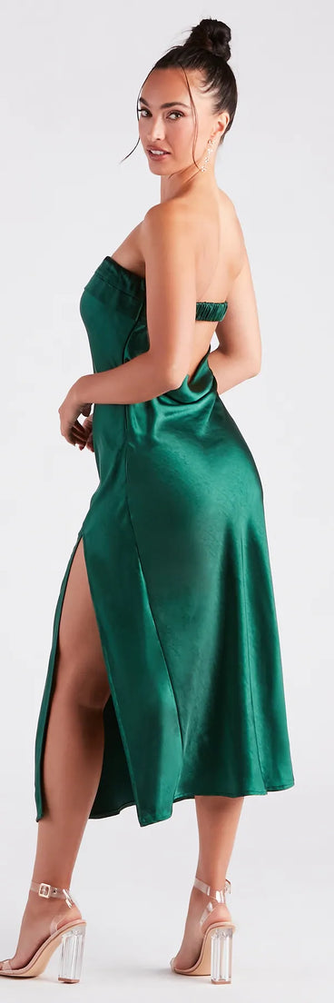 Silky And Chic Satin Midi Slip Dress