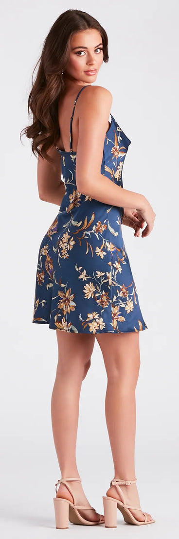 Color Me In Floral Satin A-Line Dress